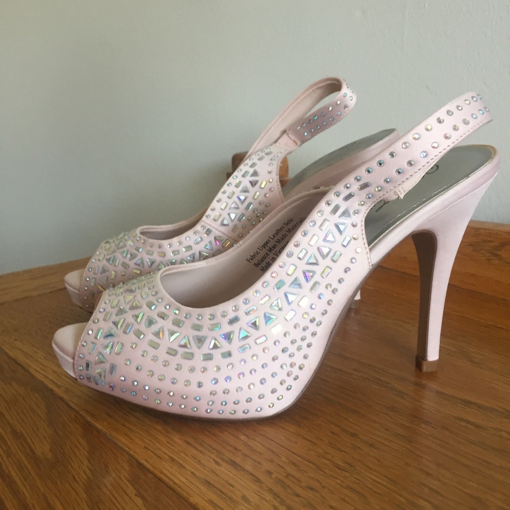 NEW Blush Jeweled Heels (never worn)